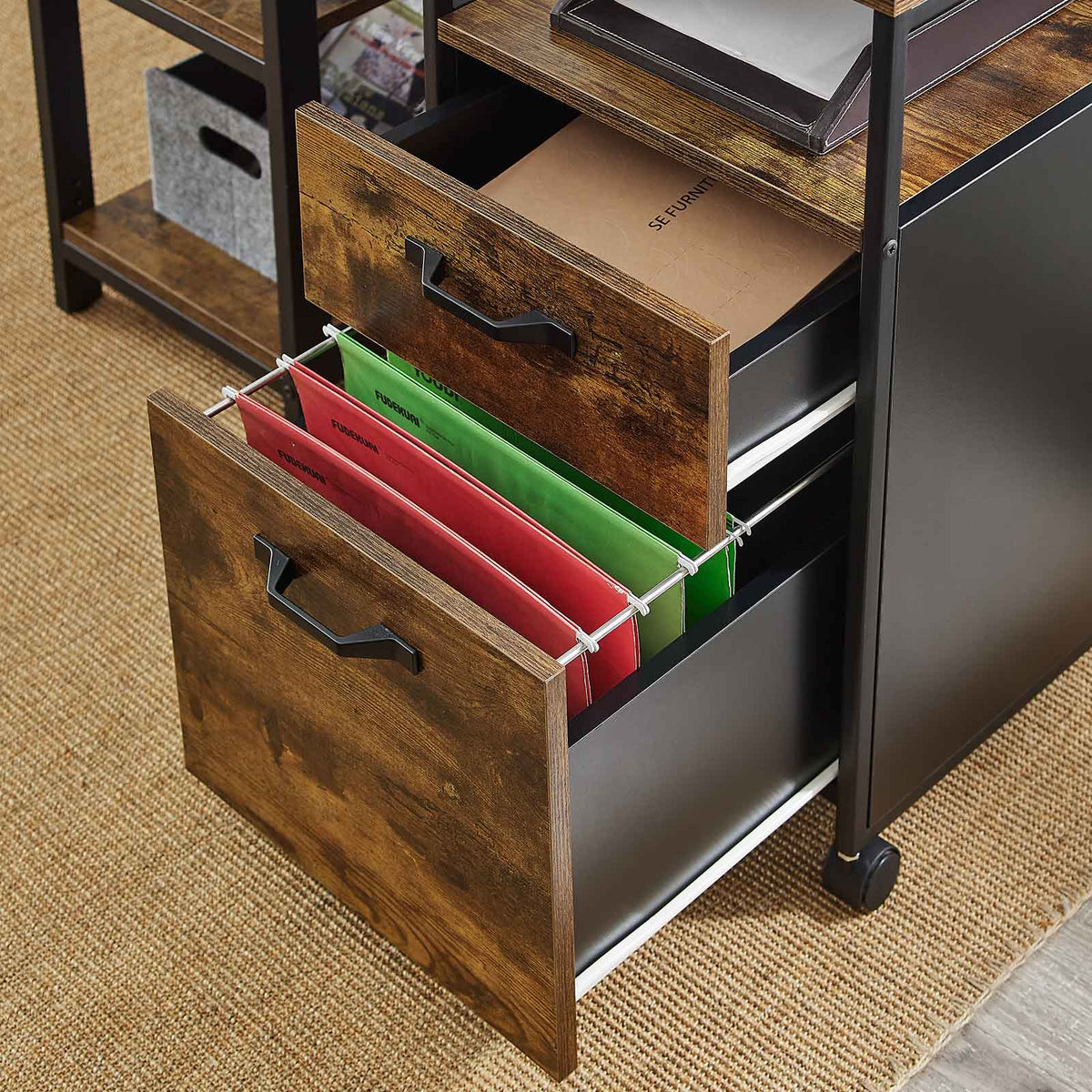 FurnStar nachtkastje - Met wielen - Commode - 42x44x66.5cm - Bruin