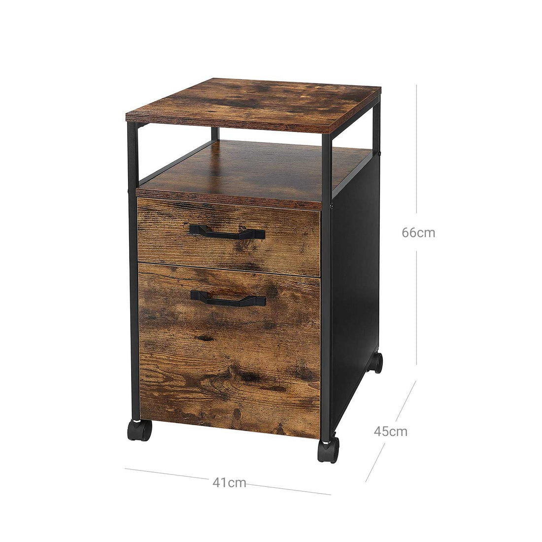 FurnStar nachtkastje - Met wielen - Commode - 42x44x66.5cm - Bruin