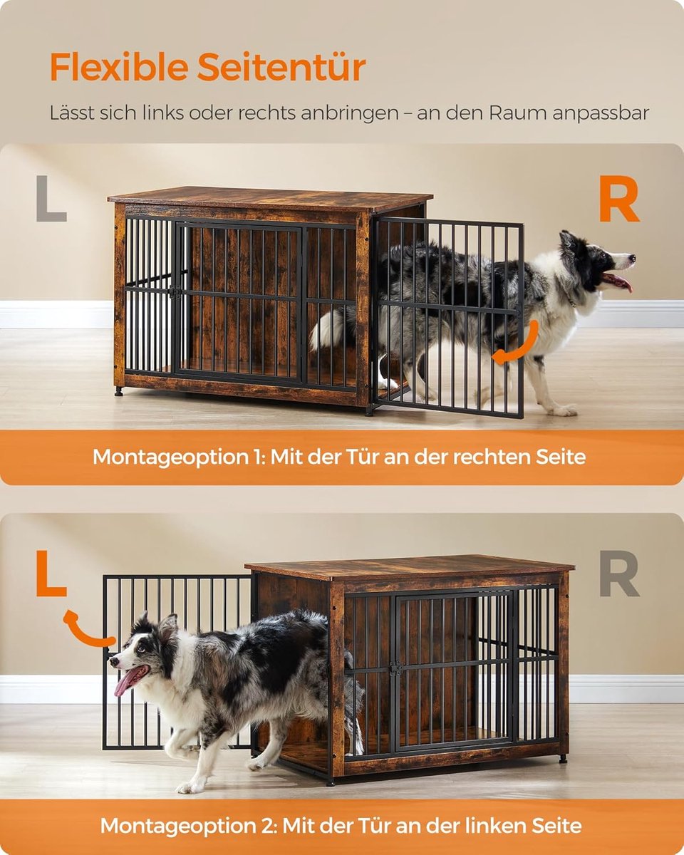 FurnStar -  Hondenbench L -Kooi -  Binnen voor Honden tot 32 kg - Gesloten Bodem - 2 Deuren