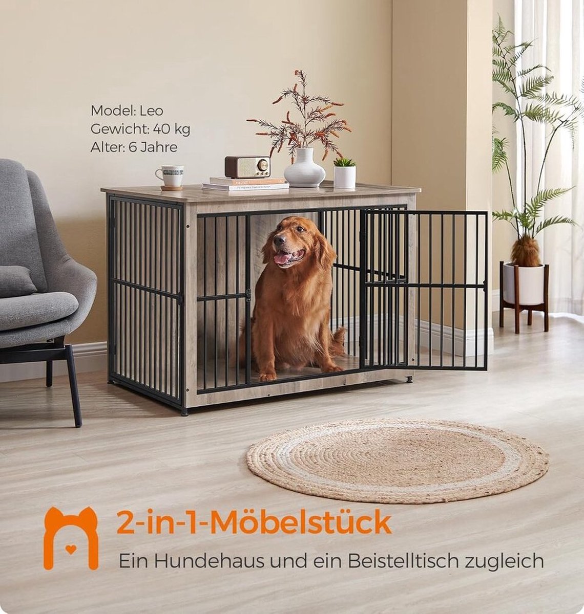 FurnStar - Hondenbench XL - Kooi - Binnen voor Honden tot 37 kg - 2 Deuren