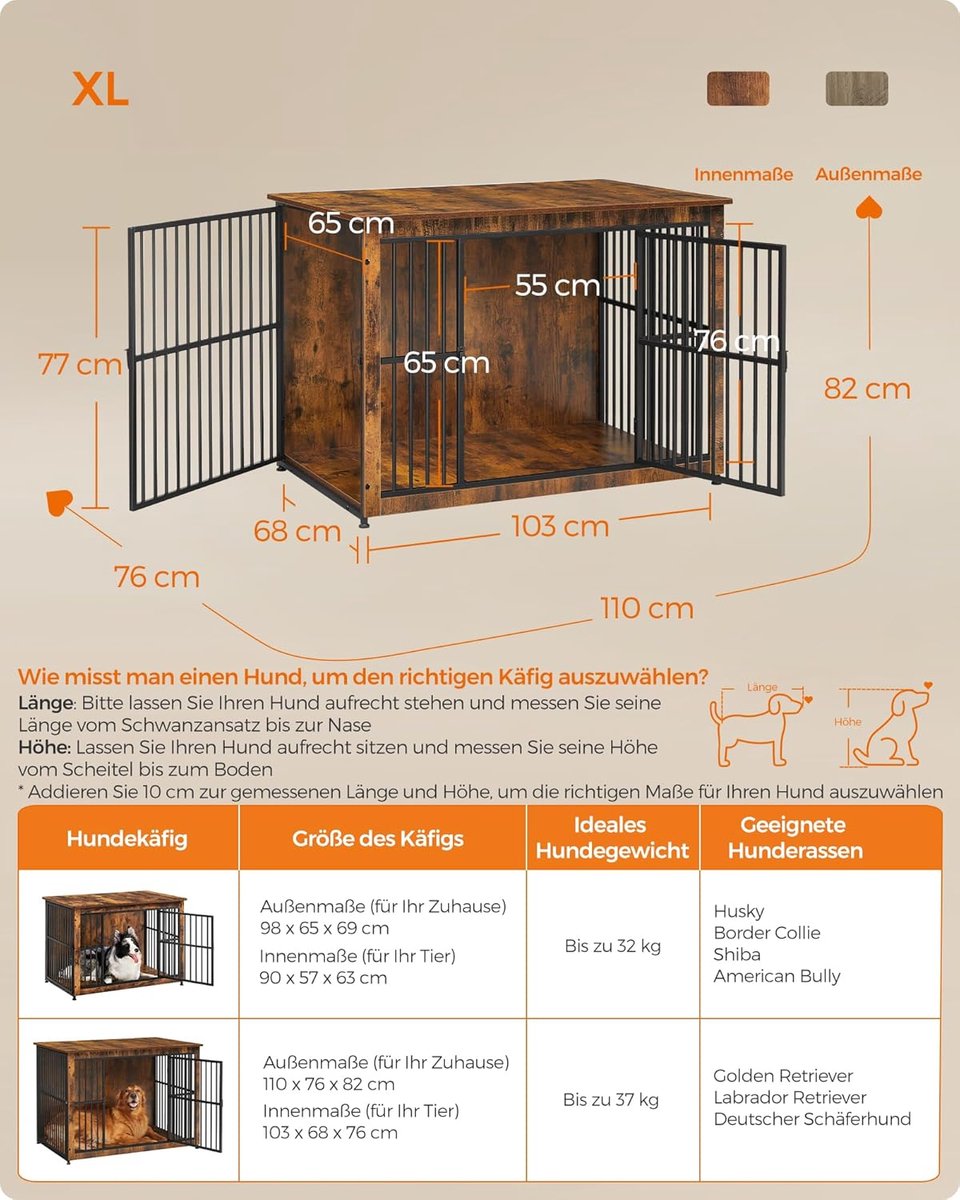 FurnStar - Hondenbench XL - Kooi - Binnen voor Honden tot 37 kg - 2 Deuren