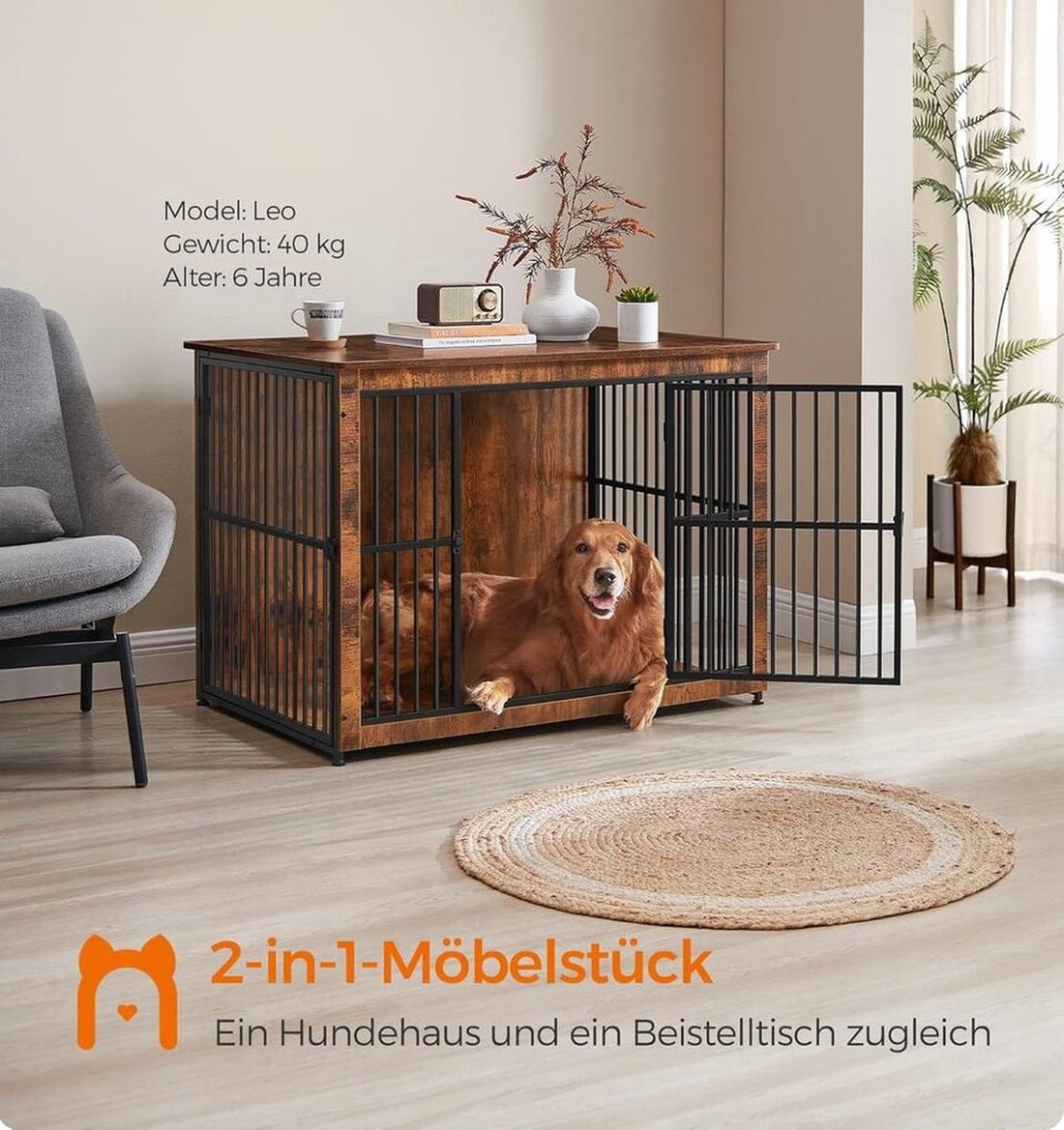 FurnStar - Hondenbench XL - Kooi - Binnen voor Honden tot 37 kg - 2 Deuren