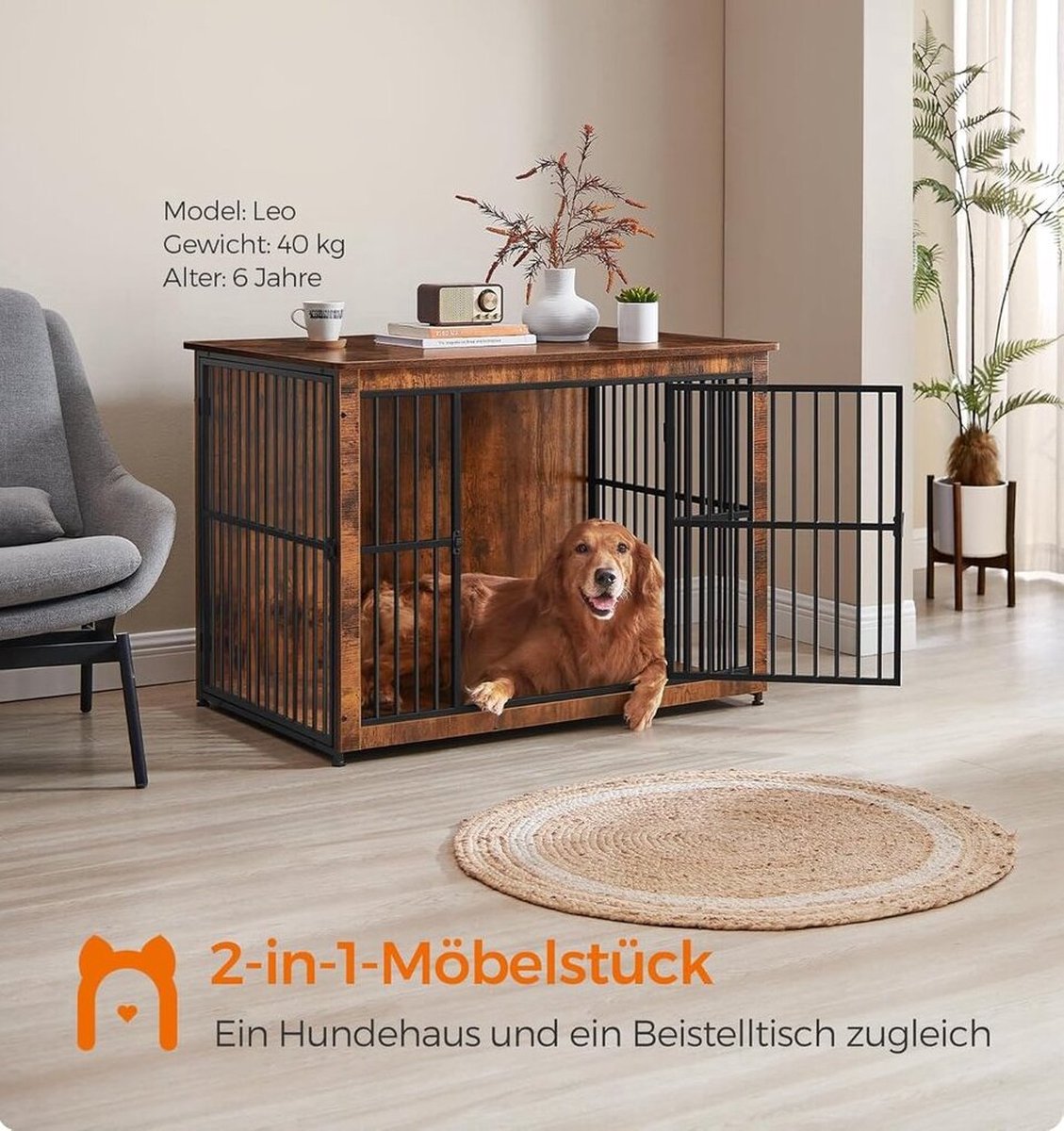 FurnStar - Hondenbench XL - Kooi - Binnen voor Honden tot 37 kg - 2 Deuren