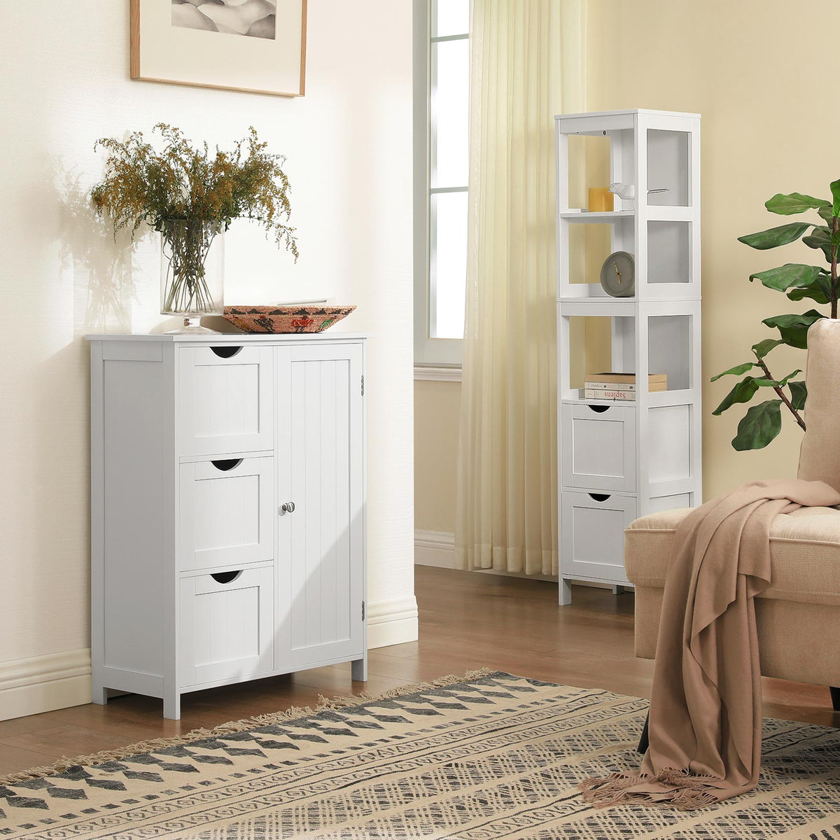 FurnStar badkamerkast - 3 laden - 60x30x81cm – Wit