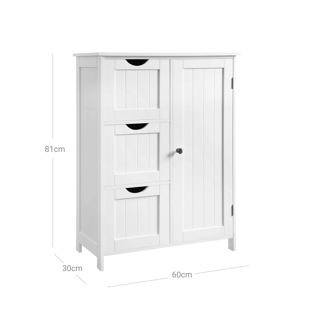 FurnStar badkamerkast - 3 laden - 60x30x81cm – Wit