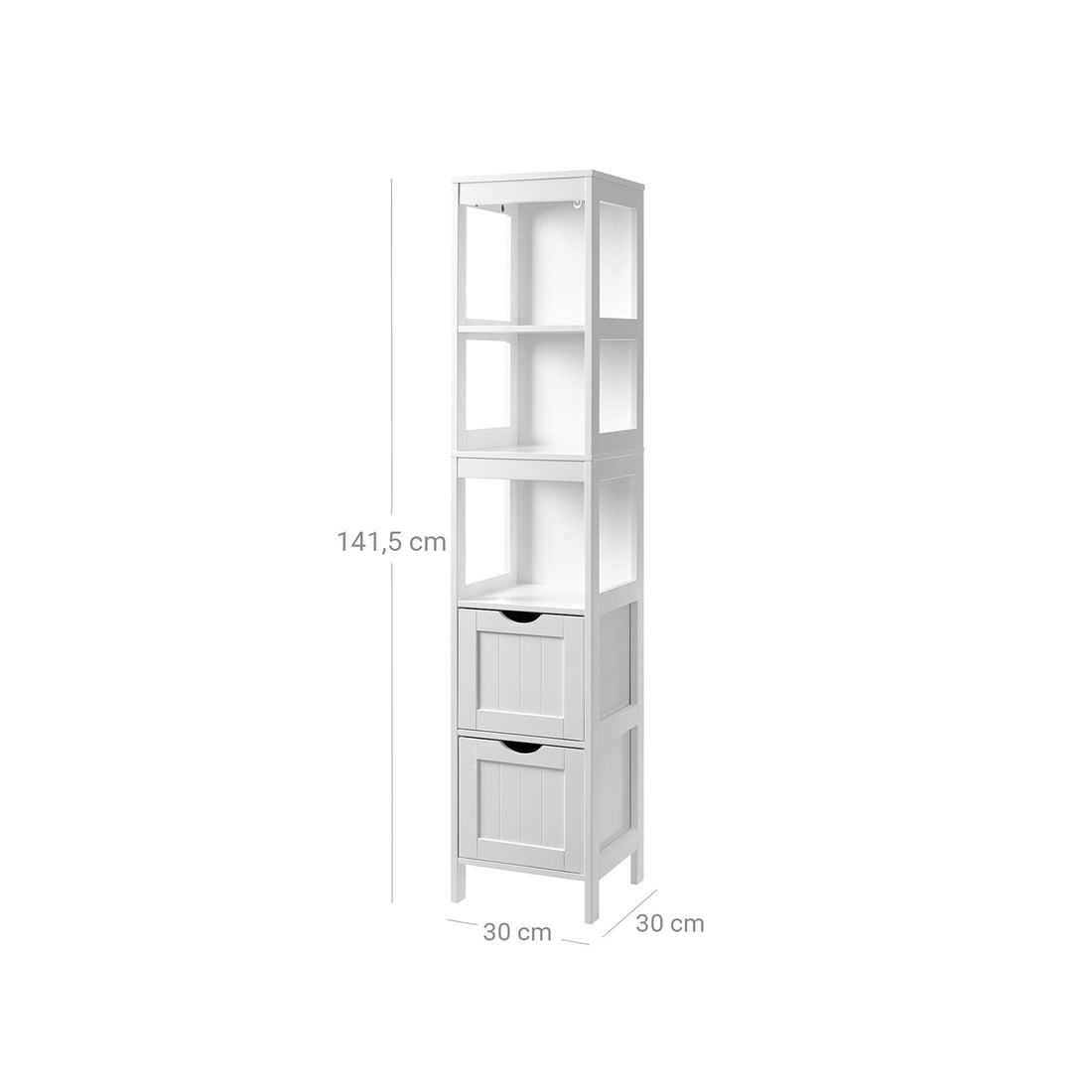FurnStar badkamerkast - 2 Laden - 30x30x141.5cm – Wit