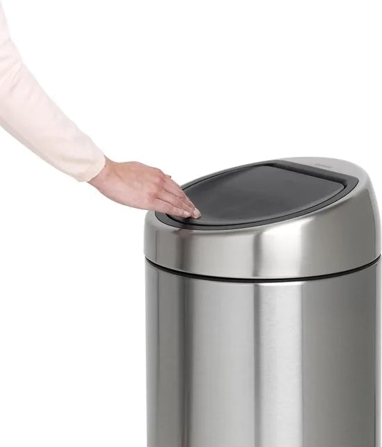 Afvalverzamelaar 45 liter 'Touch Bin®' met kunststof binnenemmer, Matt Steel Fingerprint Proof