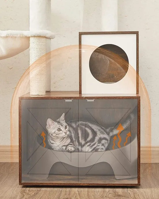 Azuru 2-in-1 Kattenboom met Krabpaal en Kattenbak – Krabpaal voor Kleine en Grote Katten