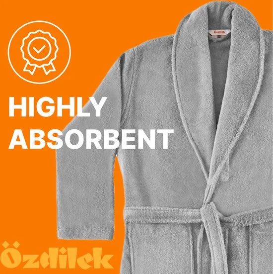 Badjas 100% Turks Katoen Badjas, S/M - Unisex ochtendjas, Absorberende Badjassen met Shawlkraag voor Vrouwen & Mannen 1st - Grijs