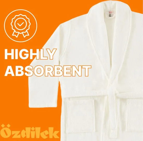 Badjas 100% Turks Katoen Badjas, S/M - Unisex ochtendjas, Absorberende Badjassen met Shawlkraag voor Vrouwen & Mannen 1st - Grijs – Crème