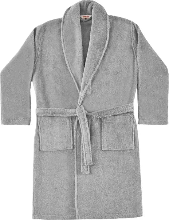 Badjas 100% Turks Katoen Badjas, XL Unisex Kleedjas, Absorberende Badjassen met Sjaalkraag voor Vrouwen & Mannen - Grijs