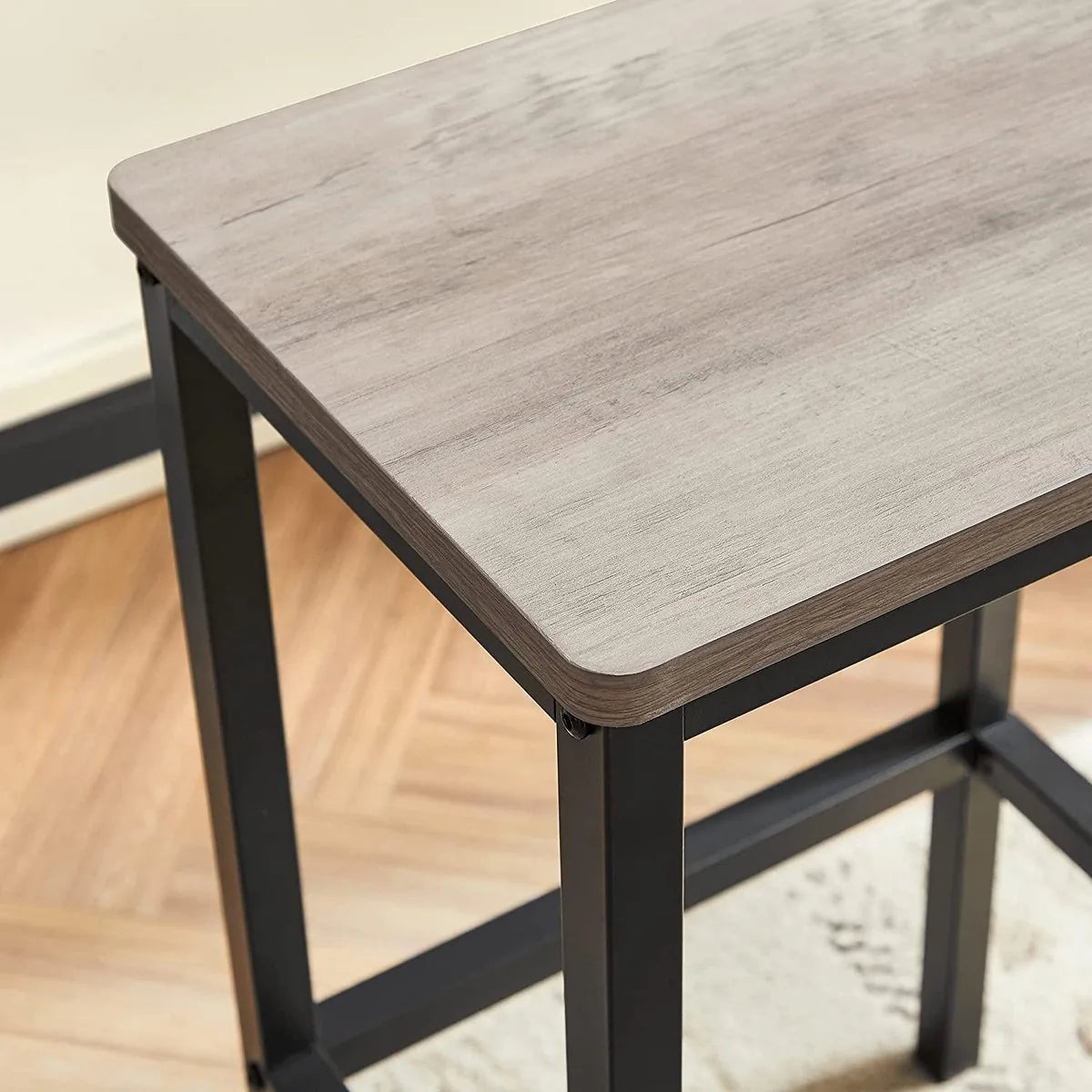 Barkruk, 2-delige set, barstoelen, keukenstoelen, voor keuken, woonkamer, eetkamer, industrieel design, grijpzwart LBC065B02