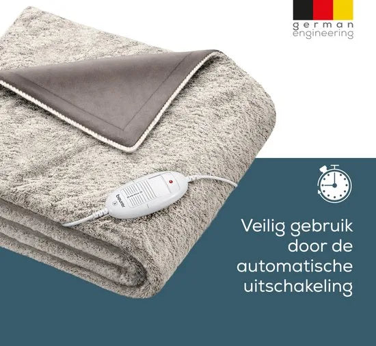 Beurer Elektrische Deken - Warmtedeken - 1 persoons 180x130cm - Test: Zeer goed - Automatische uitschakeling - Nordic - 3 Jaar Garantie