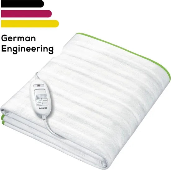 Beurer Elektrische onderdeken 1 persoons - Elektrische deken 150x80cm - Onderdeken - BSS (Beurer Safety System) - Ademend fleece - Elastische Banden - Wit