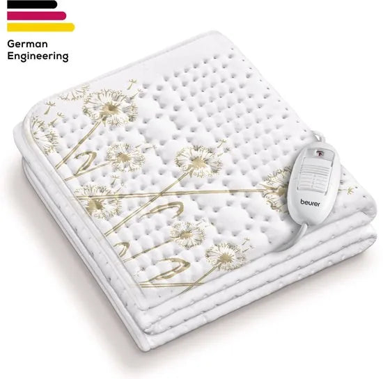 Beurer Elektrische onderdeken 1 persoons - Elektrische deken 150x80cm - Onderdeken - Snelle opwarming - BSS (Beurer Safety System) - Fleece/Katoen - Wit