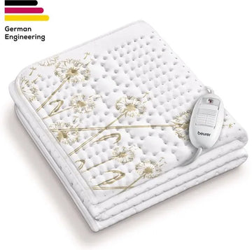 Beurer Elektrische onderdeken 1 persoons - Elektrische deken 150x80cm - Onderdeken - Snelle opwarming - BSS (Beurer Safety System) - Fleece/Katoen - Wit