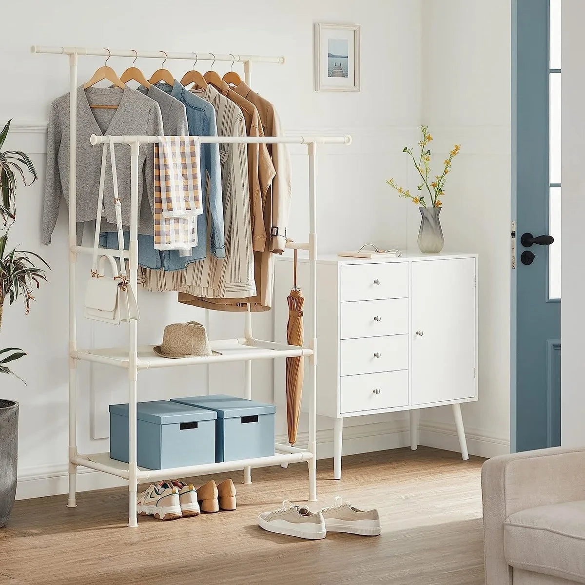 Bobbel Home - Kledingrek - Belastbaar tot 70 kg - wit