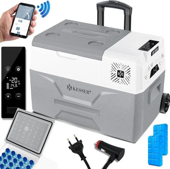 FurnStar compressorkoelbox 30 liter blauw – compacte vriezer voor auto en camper – Grijs
