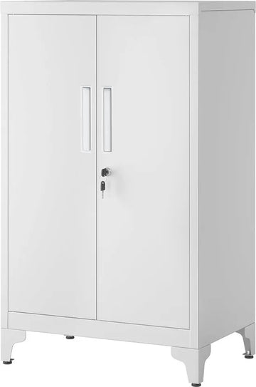 Dossierkast – Multifunctionele Kantoorkast met 2 Deuren – Afsluitbare Opbergkast van Staal – Voor Werkkamer of Woonkamer – 40D x 60B x 90H cm – Mat Wit