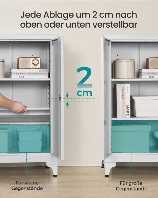 Dossierkast – Multifunctionele Kantoorkast met 2 Deuren – Afsluitbare Opbergkast van Staal – Voor Werkkamer of Woonkamer – 40D x 60B x 90H cm – Mat Wit