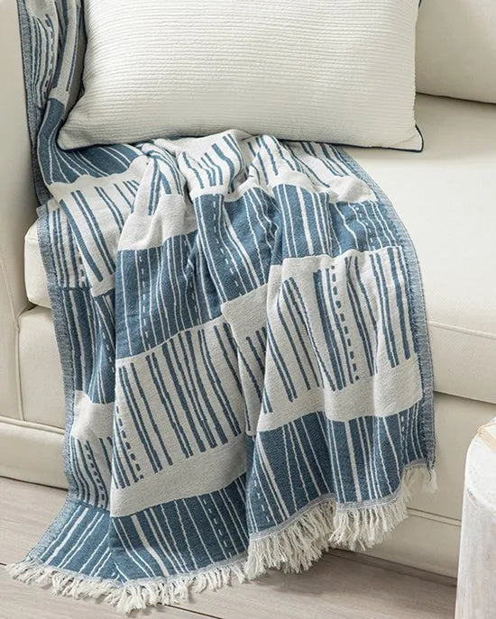 English Home - 100% Katoenen Sprei - voor Sofa, Bed, Bank Cover - 130x170cm -Groenblauw
