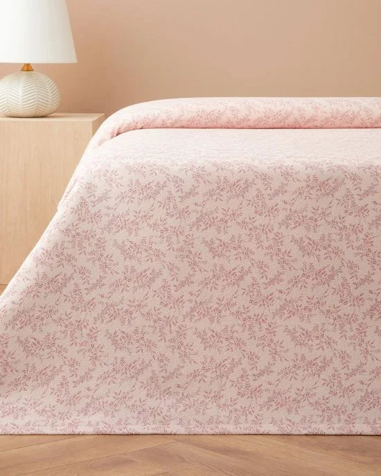English Home Autumn Branch Katoenen Tweepersoons Bedsprei - Zomerdeken – – 100% Katoen – 210 GSM – 200x220 cm – Roze – Model 1
