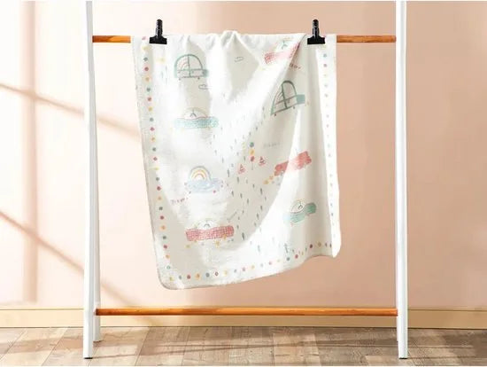 English Home baby deken - Auto's - 100x120 cm - Blauw