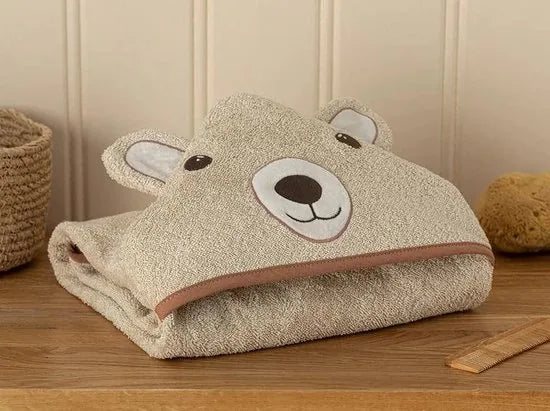 English Home baby handdoek - Met capuchon - %100 Katoen - 75x75 Cm - Roze – Bruin