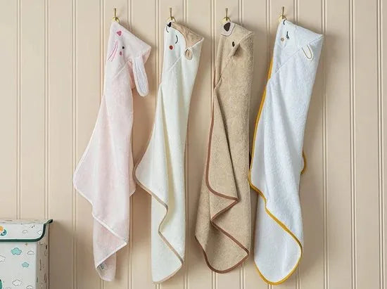 English Home baby handdoek - Met capuchon - %100 Katoen - 75x75 Cm - Roze – Bruin
