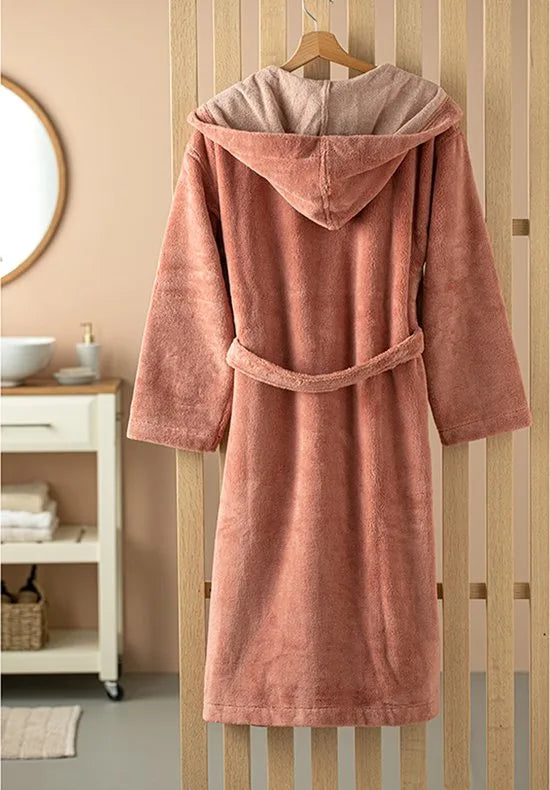 English Home - Badjas - Katoen - S / M - Antraciet – Roze