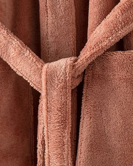 English Home - Badjas - Katoen - S / M - Antraciet – Roze
