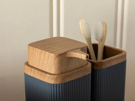 English Home badkamer accessoire set - 15x16x17 cm - Grijs