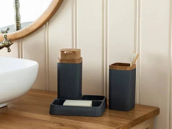 English Home badkamer accessoire set - 15x16x17 cm - Grijs