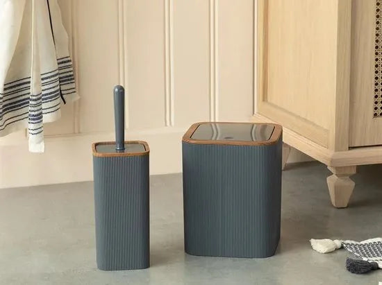 English Home badkamer accessoire set - 15x16x17 cm - Grijs – Grijs 18 x 22cm