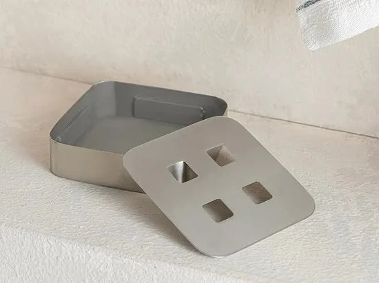 English Home badkamer accessoire set - 7,1x7,1x16,4cm 7,1x7,1x11,7cm - Mat Silver