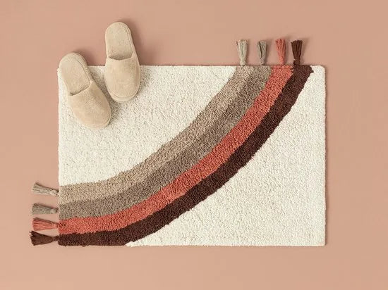 English Home badmat - 60x90 cm - Creme met een regenboog – Beige - rood