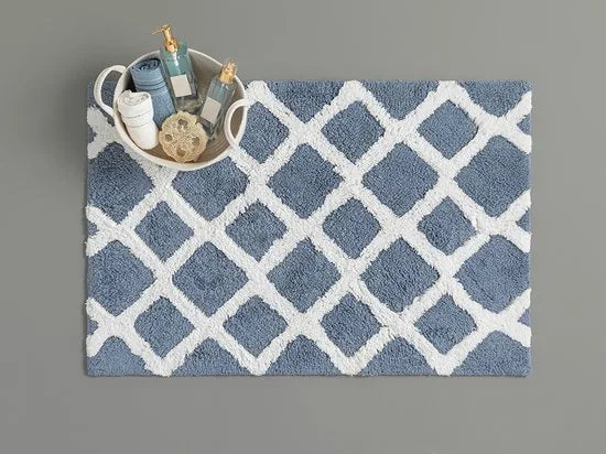 English Home badmat - 60x90 cm - Creme met een regenboog – Blauw