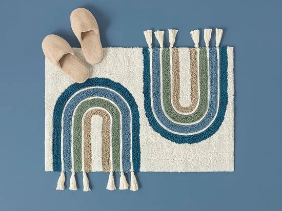 English Home badmat - 60x90 cm - Creme met een regenboog