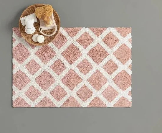 English Home badmat - 60x90 cm - Creme met een regenboog – Roze