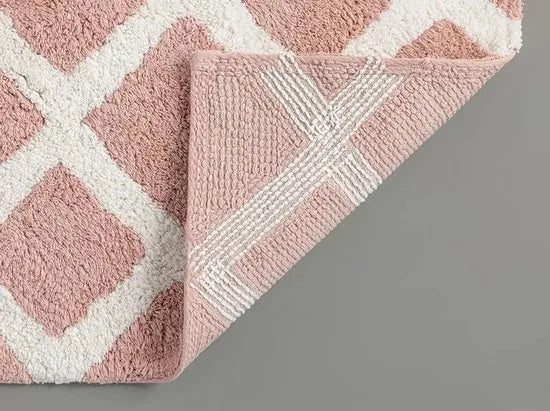 English Home badmat - 60x90 cm - Creme met een regenboog – Roze
