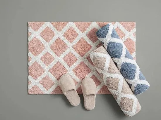 English Home badmat - 60x90 cm - Creme met een regenboog – Roze