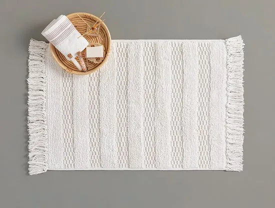 English Home badmat - 60x90 cm - Creme met een regenboog – Wit