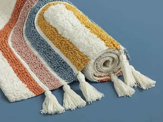 English Home badmat - 60x90 cm - Creme met een regenboog – Creme- bruin