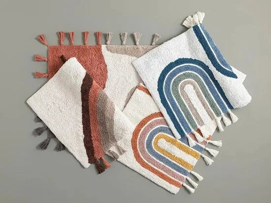 English Home badmat - 60x90 cm - Wit met een regenboog
