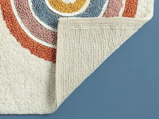 English Home badmat - 60x90 cm - Wit met een regenboog