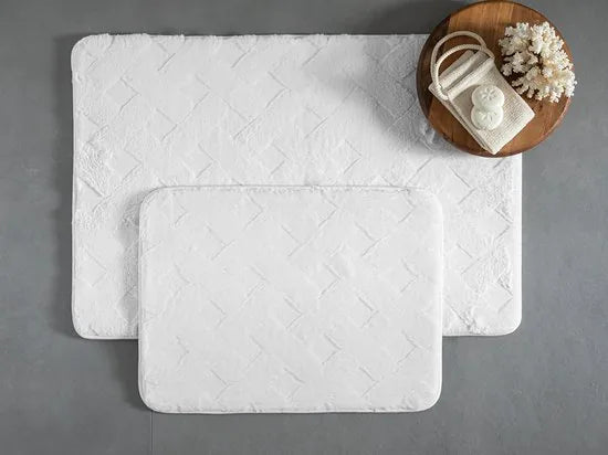 English Home badmat set - 60x90+40x60 cm - Geel – Wit 50 x 80cm 50x80cm+40x50cm Wit