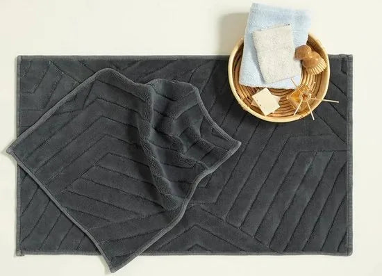 English Home badmat set - 60x90+40x60 cm - Geel – Antraciet 60 x 100cm 60x100 cm + 60x50 cm Antraciet