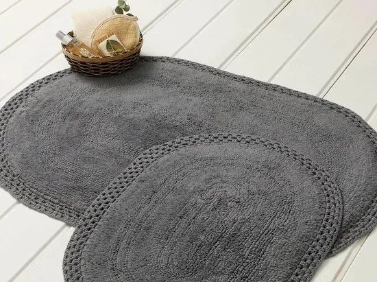 English Home badmat set - 60x90+40x60 cm - Geel – Grijs 60 x 90 60x90 + 40x60 cm Antraciet