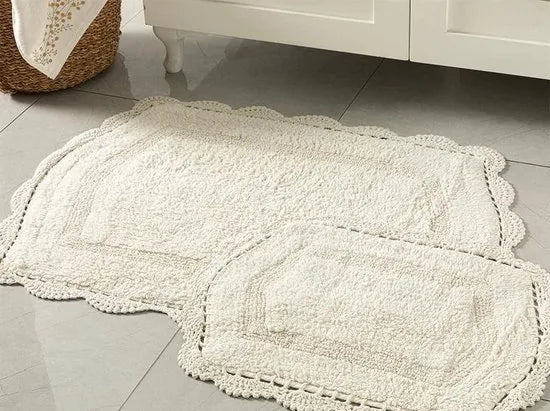 English Home badmatten - 60x90-40x60 cm - Grijs – Creme