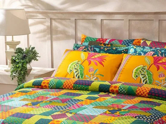 English Home bedsprei - 150x220 cm - Blauw – Groen 200 x 220cm 200x220 cm Groen (0449)